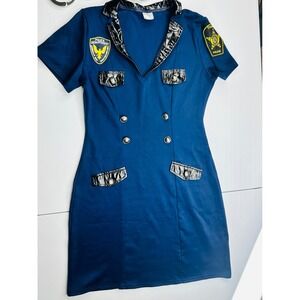 Spirit Police Costume Women Medium Blue Good Dress Hat Handcuffs Set